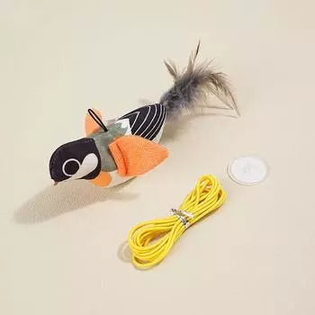 Cat Toy Cat Teaser Artificial Will Call Bird Toy Kittens Self-Hi Relieving Stuffy Handy Gadget Scratch-Resistant Pet Supplies Pet toy-orange bird [send sucker and rope]]