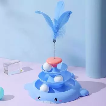 Cat Toy Cat Turntable Ball Self-Hi Relieving Stuffy Handy Gadget Cat Teaser Cat Cat Kittens Kitten Pet All Products Sea blue + funny cat stick
