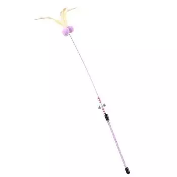 Cat Toy Cats Feather Toy Steel Wire Cat Toys with Bell Stick Scratch Bite Feather Toys for Cats Teaser Stick Ball Pet Products зелёный