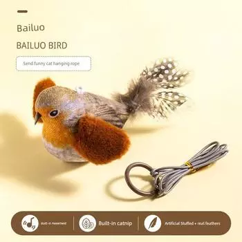 Cat Toy Funny Cat Stick Simulation Will Call Bird Toy Kitten Self-Hi Relieving Stuffy Artifact Scratch-Resistant Pet Supplies Authentic Digital Voice [Touch Voice] Gray Bailo