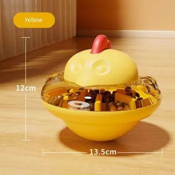 Cat Toy Leakage Food Feeder Self-Hi Relieving Stuffy Kitten Food Dropping Ball Hide Food Cat Dog Educational Tumbler Pet Supplies Yellow
