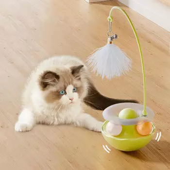 Cat Toy Roller Интерактивные шарики Трек-чеканка с игрушками-тизерами белый