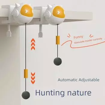 Cat Toy Self-Hi Relieving Stuffy Cat Teaser Smart Adjustable Hanging Ball Automatic Funny Kitty Ball Electric Pet Supplies White yellow Adjustable teasing cat ball