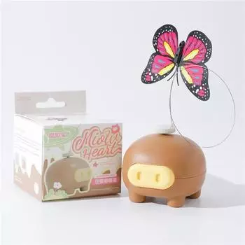 Cat Toy Self-Hi Relieving Stuffy Handy Gadget Electric Rotate Butterfly Automatic Cat Teaser Cat Consumption Physical Pet Supplies Dudu pig Rotate butterfly [coffee Brown]]