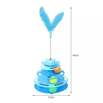 Cat Toy Self-Hi Relieving Stuffy Handy Gadget Turntable Track Ball Cat Consumes Physical Strength Cat Teaser Cat Teasing Ball Pet Supplies Cat turntable + funny cat stick [blue]]
