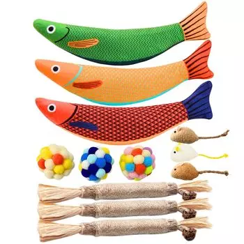 Cat Toy Set [Mary&Rury] Set, Catnip, Ball, Feather, Mouse, 12-piece (Sanma Set)