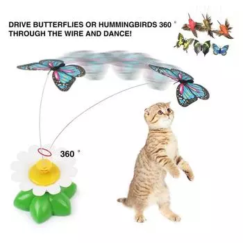 Cat Toys Electric Rotating Rod Wire Rotating Electric Toys Butterfly Flying Funny Toy Cat Training Butterfly Interactive Z9J2