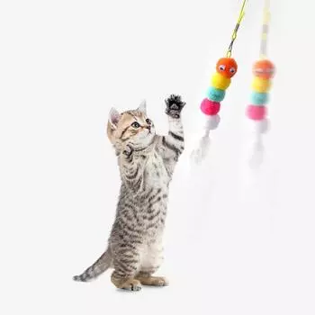 Cat Toys Funny Stick Kitten Self -hi Elastic Rope Dragonfly Shape Feather Bell Teasing Stick Hanging Swing Thousands