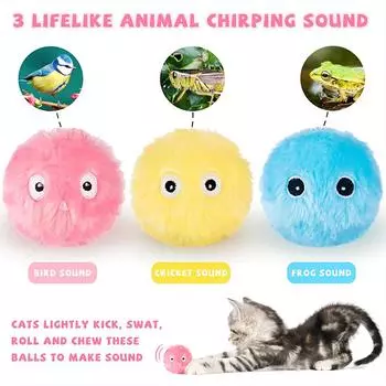 Cat Toys Interactive Ball Smart Plush Electric Catnip Training Toy Kitten Touch Sounding Pet Product Squeak Toy Ball розовый