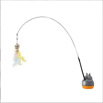 Cat Toys interactive Sucker Feather with Bell Cat Stick Toy for Kitten Playing Teaser Wand Toy Cat Supplies серый