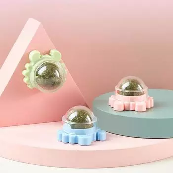 Cat Toys Natural Catnip Rotatable Catnip Wall Ball Licking Snacks Healthy Nutrition Ball Teeth Cleaning Catnip Toy Pet Supplies синий