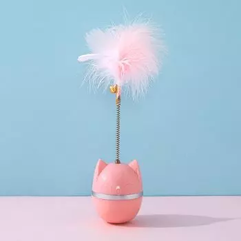 Cat Toys Tumbler Cat Teasing Ball Bite-Resistant Cat Teaser Feather Self-Hi Relieving Stuffy Pet Supplies Pet Cat Toys Feather not inverted ball pink [1 pack]]