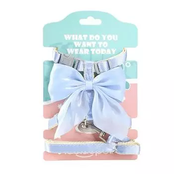 Cat traction rope Anti-break free cat walking rope Pippi Tao bright silk big bow cat traction rope 1.0Cm (3-3.5kg)