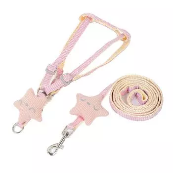 Cat traction rope Special traction small starfish nylon pet chest strap cute walking cat rope when going out to prevent breaking free 1.0 [Recommended 3-4kg pet] розовый