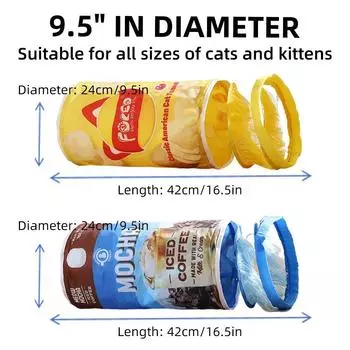 Cat Tunnel Toys, Cat Drill Tunnel, Coffee Chips Straight Tube, Collapsible Cat Hide and Seek Interactive Toys, Pet Supplies