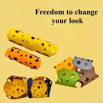 Cat Tunnel Toys Spliceable Sesame Cave Cats Mazes Simplicity Kitten Activity Rug Toy Household Removable Portable Pet Supplies 65x30x0.3cm синий