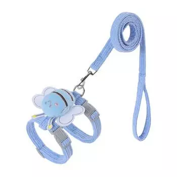 Cat Walking Rope Cat Anti Breaking Loose I-Shaped Hand Holding Rope Adjustable Cute Cartoon Lightweight Bolt Cat Rope Pet Supplies S: about 1.50 kg-4.00 kg Blue