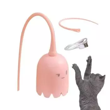 Cat Wand Toy Automatic Silicone Tail Teaser Toy Mimicking Animals Swing Tail Interactive For Bored Indoor Cats And Kittens зелёный