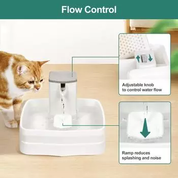 Cat Water Fountain Dog Drinking Bowl Pet USB Automatic Water Dispenser Super Quiet Drinker Auto Feeder No plug белый