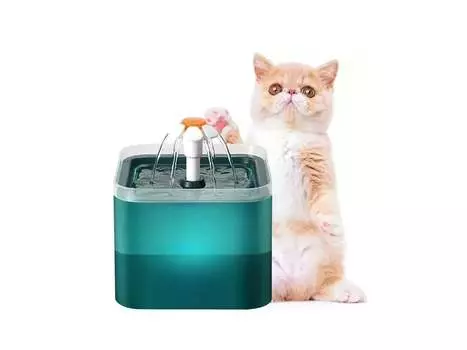 Cat Water Fountain Ультра тихий автоматический диспенсер для воды с фильтром и 2-литровым насосом со светодиодной подсветкой серый
