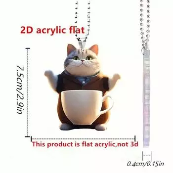 Cat Whimsical Acrylic Ornament With Santa Hat For Stylish Car Interior Decor