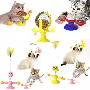 Cat Windmill Toy Hair Rubber Glow Rotating Scratch Spring Human Pet Toy Cat Turntable