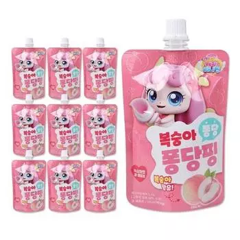 Catch Tiniping Peach Fondant Fondant Ping Drink 100 мл, персик, 100 мл, 10 штук, популярный персонаж в Корее
