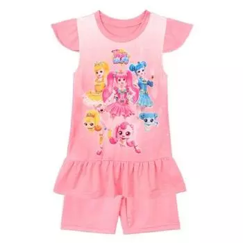 Catch tinipping girls принцесса пижама домашняя одежда короткий рукав верх и низ_Saab, популярный персонаж в Корее