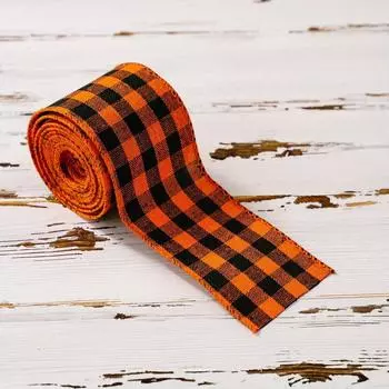 Catching Eye Thanksgiving Burlap Ribbon Set With Elegant Orange Checkered Patterns For Styling Home Harvest Season A