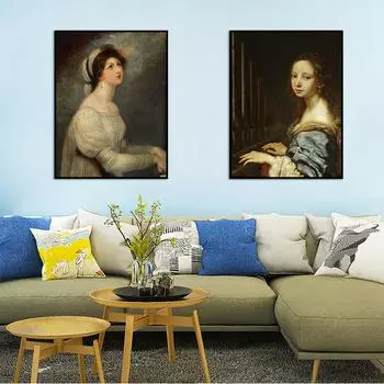 Католический покровитель музыкантов, Ретро холст, живопись, постеры, принт, религиозное искусство, женские фотографии, домашний декор для комнаты, Cuadros 21x30cm No Framed