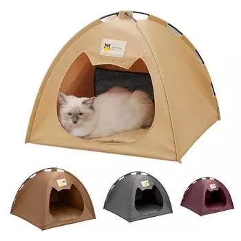 Cathouse Doghouse Маленького и среднего размера Съемная и моющаяся Универсальная простая палатка Four Seasons для домашних животных 42 * 42 * 38cm вино красного