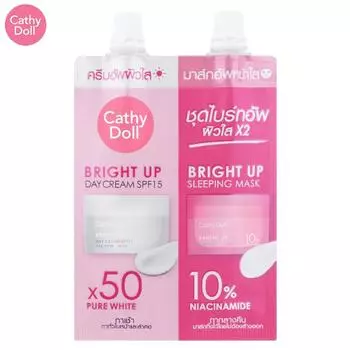 Cathy Doll Bright Up Day Cream SPF15 и Bright Up Sleeping Mask 5 мл +7 мл х 1 шт/3 шт - Тайский уход за кожей 5 ml +7 ml