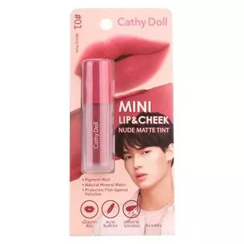 CATHY DOLL MINI LIP & CHEEK NUDE MATTE TINT № 01-08 2,1 г - Тайская косметика для макияжа 01 Windy Pink
