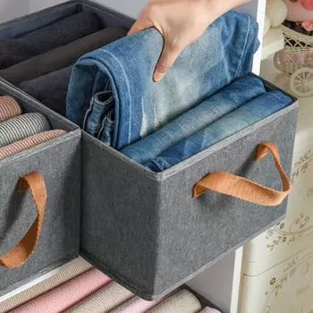 Cationic Ящик для хранения одежды Одежда Носки Игрушки Закуски Разное Органайзер Многофункциональный Складной ящик для косметики из ткани темно-серого