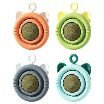 Catnip Balls Rotatable Funny Lickable Cat Snack Kitten Playing Chewing Cleaning Teeth Toy for Small Medium Cats Pet Supplies оранжевый