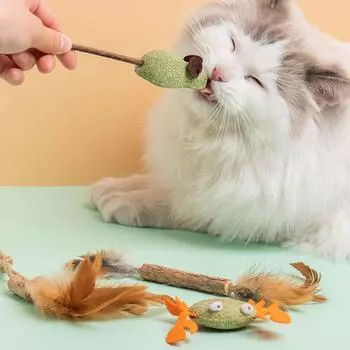 Catnip Cat Grass Chew Toy To Remove Hair Ball Molar Rod Mouse Chicken Feather Edible Cat Toy Tooth Cleaning Pet Toy Supplies