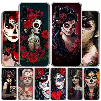Catrina Beautiful Rose Girl Skull Cover Phone Case For Huawei P30 P20 P10 P40 P50 Pro Mate 20 40 30 10 Lite Popular Fundas Art G Huawei P30
