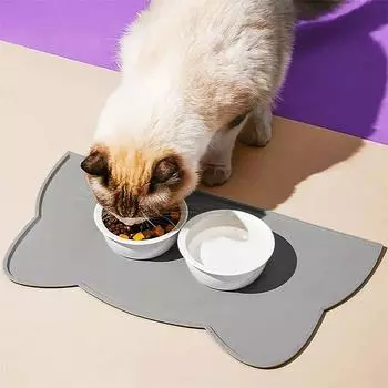 Cats Bed Food Bowl Water Beds and Furniture Feeder Accessories Placemat Puppy Feeding Pet Silicone Cats for Mat Dog Cats Tray 110Cm & Custom Shape 3 серый