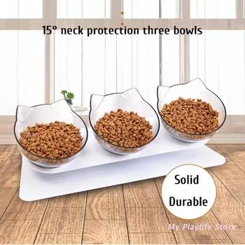 Cats Dog Feeding Dish Bowl 15° Tilted Food Drinking Water Bowls Neck Guard Raised Feeder for Puppy and Kitten Pet Feeding белый