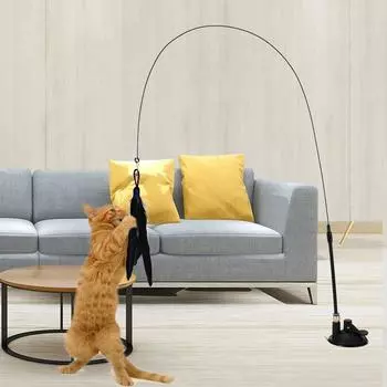 Cats Toys Feathers Wand Interactive Toy Kitten Toys with Super Suction Cup Detachable Feather Replacements Cat Accesorios