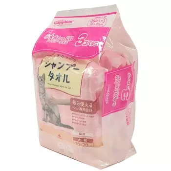 CattyMan Влажное полотенце для мытья шампунем для кошек, 28 листов, 3 шт. в упаковке, размер