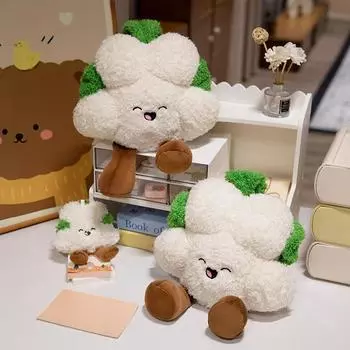 Кукла-цветная капуста, мягкая игрушка, мягкая игрушка, фермерские овощи, мягкие плюшевые игрушки, супер мягкая плюшевая подвеска в виде цветной капусты, успокаивающий подарок 15cm белый