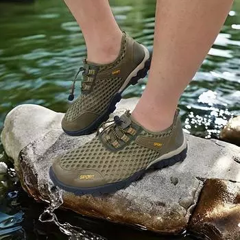 Cave shoes 2025 summer mesh bag head breathable hollow shoes outdoor hiking wading casual sandals men 39