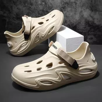 Cave shoes men s summer explosion heel with non-slip large size beach shoes spot bag quality inspection 36 хаки