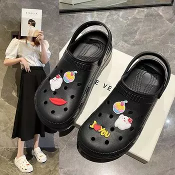 Cave shoes women s 2025 summer new soft-soled non-slip outdoor casual beach shoes thick-soled wear-resistant bag head garden shoes 35