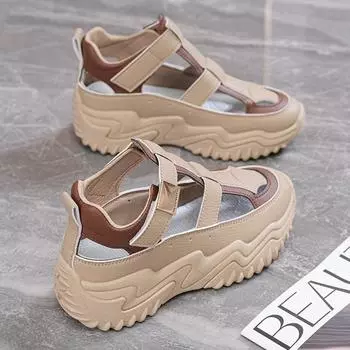 Cave shoes women s summer new sandals fashionable versatile breathable hollow thick sole casual child 35 коричневый