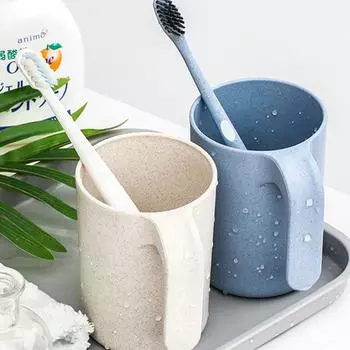 Cawan Minum Чашка для полоскания рта с ручками Женская мода Простая Cawan Cuci Mulut Модная пшеничная солома Многофункциональная мужская чашка для мытья кухни Уникальная синий