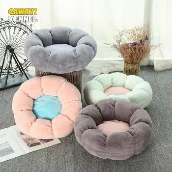 CAWAYI KENNEL зимняя теплая кровать для собак, удобная круглая мягкая моющаяся кровать из кораллового флиса для собак, кошек, подушка для дома