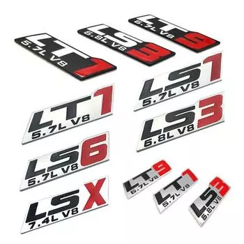 Cayears LS1 LS6 LT1 LT9 5.7L V8 LS3 6.8L LSX 7.4L V8 наклейка эмблема значок автомобильный автомобильный Стайлинг ель для авто крыло кузова задняя крышка багажника LS1 чёрный