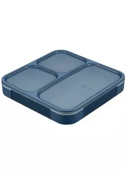 CB JAPAN Foodman Bento Тонкая коробка для бэнто, которую можно переносить, 800 мл, ясень W, надежно фиксируется замком. Коробка DSK, вертикальная, [Антибактериальная], темно-синяя, устойчивая к протечкам,